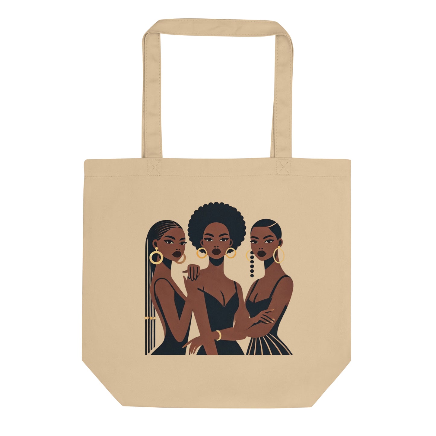 Sister Nr.2 - Petit Tote Bag 100 % coton sergé biologique - Beige/Noir