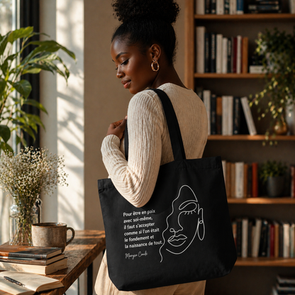 Maryse - Grand tote bag 100 % coton biologique - Noir