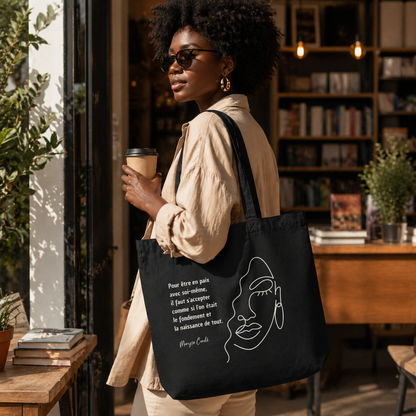 Maryse - Grand tote bag 100 % coton biologique - Noir