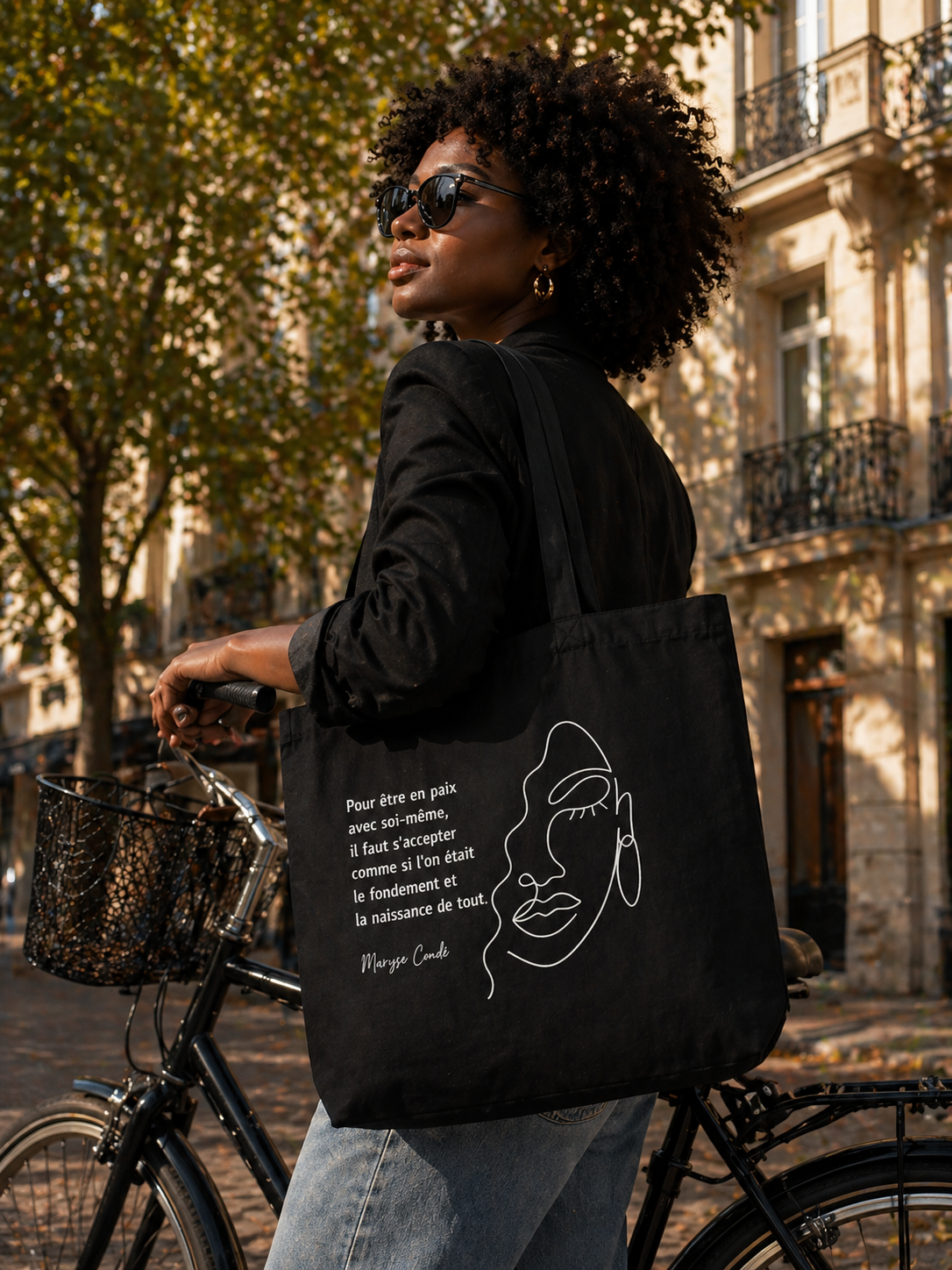Maryse - Grand tote bag 100 % coton biologique - Noir