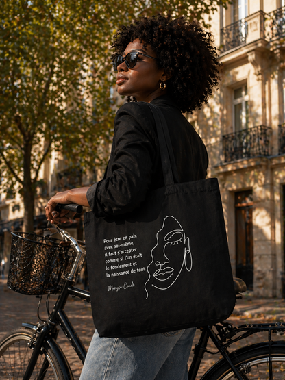 Maryse - Grand tote bag 100 % coton biologique - Noir