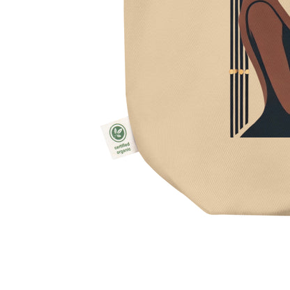 Sister Nr.2 - Petit Tote Bag 100 % coton sergé biologique - Beige/Noir