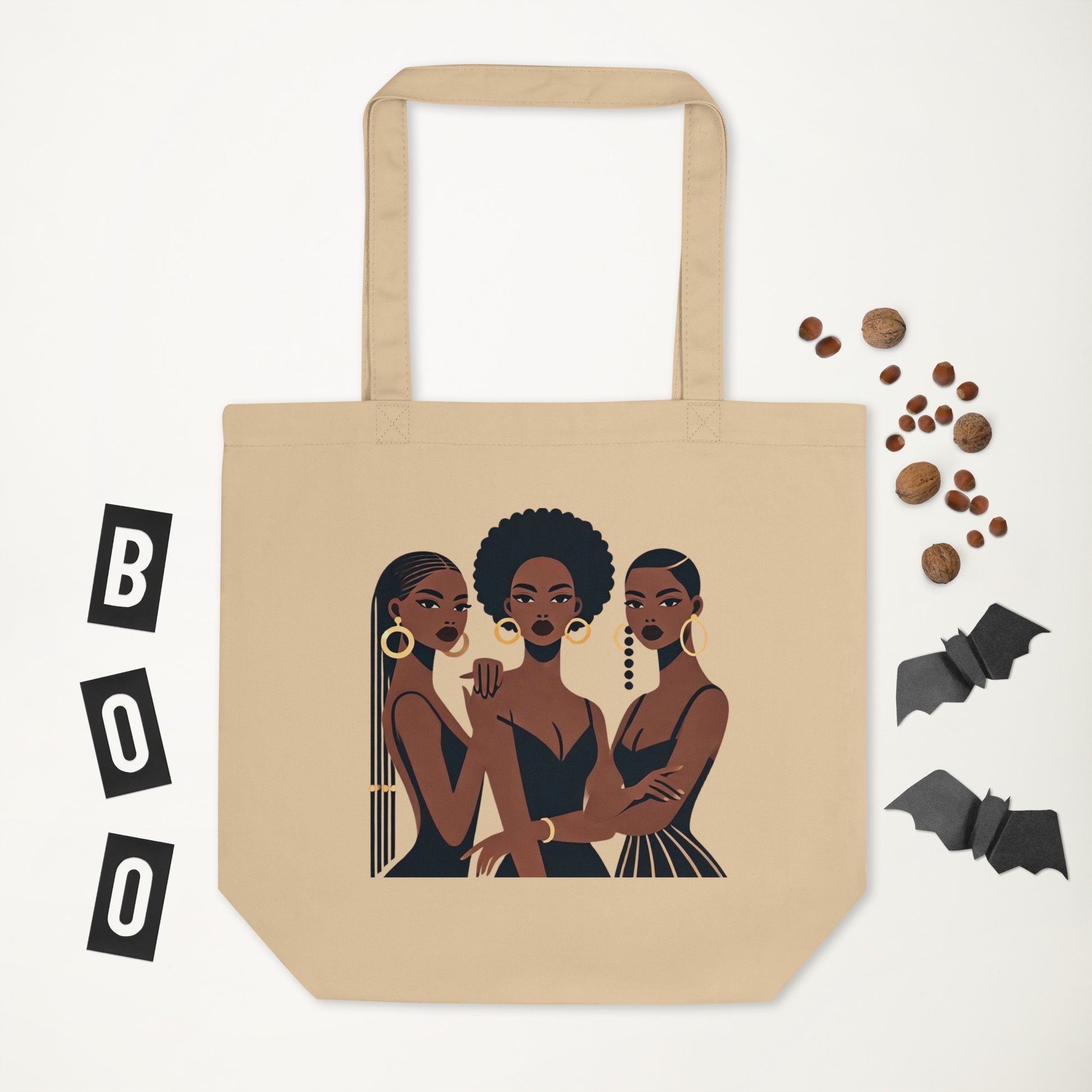 Sister Nr.2 - Petit Tote Bag 100 % coton sergé biologique - Beige/Noir