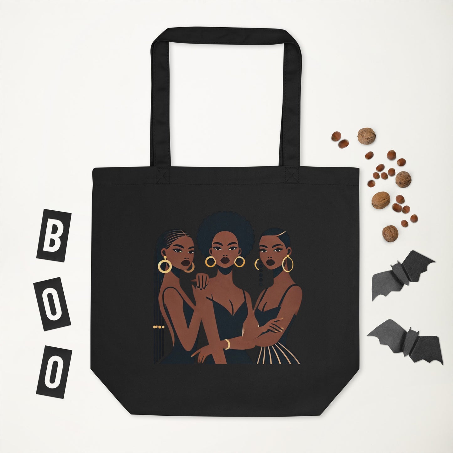 Sister Nr.2 - Petit Tote Bag 100 % coton sergé biologique - Beige/Noir