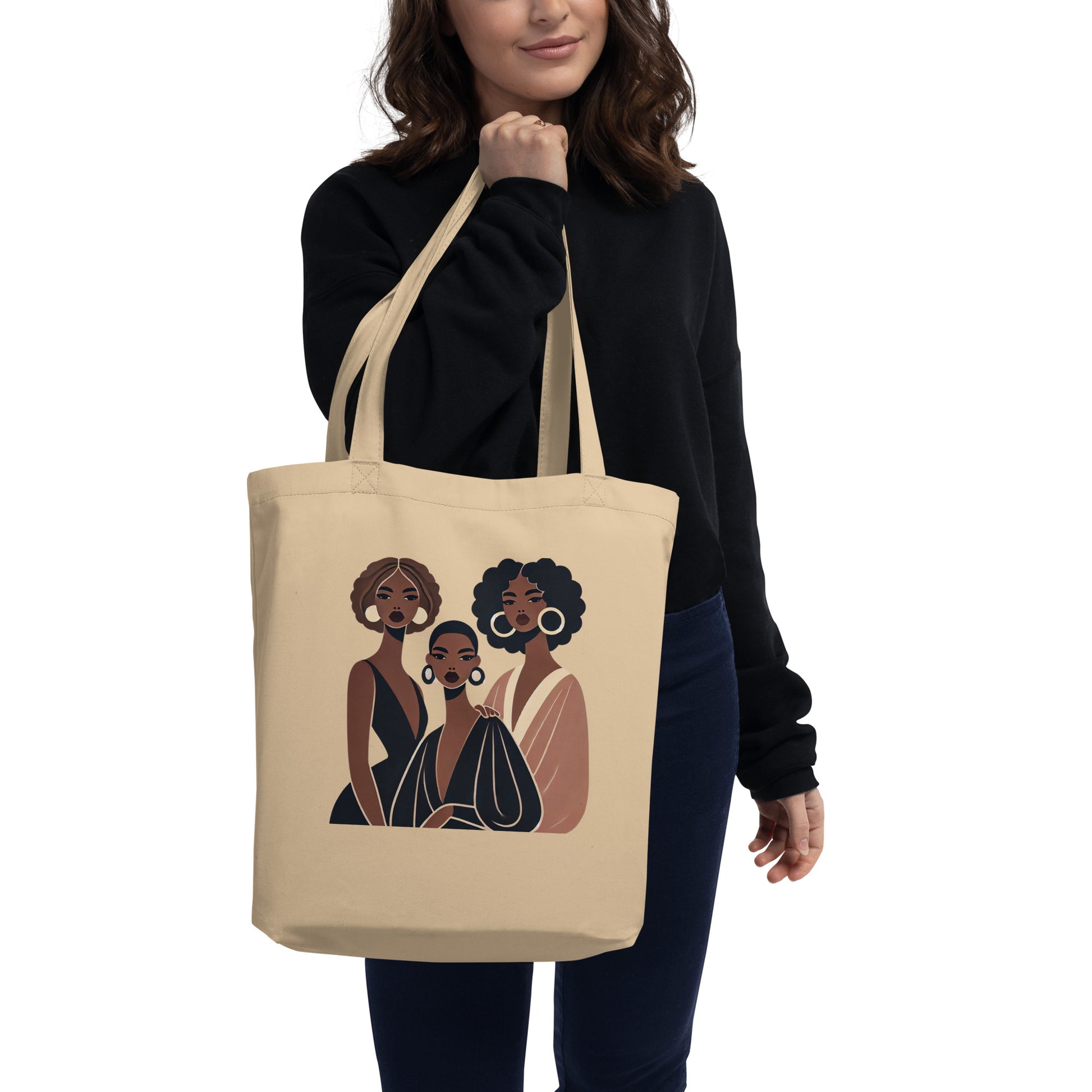 Sisters Nr.1 - Petit tote Bag 100 % coton sergé biologique - Beige/Noir