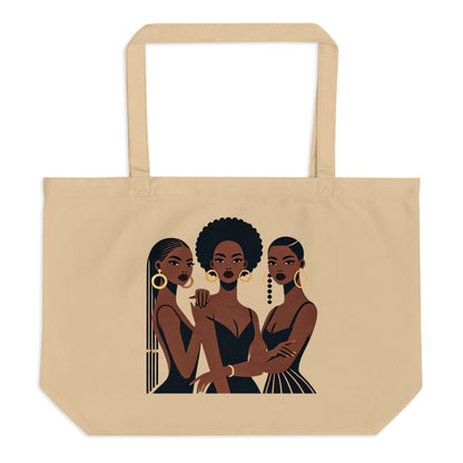 Sisters Nr.2 - Grand tote bag 100 % coton biologique - Beige/Noir