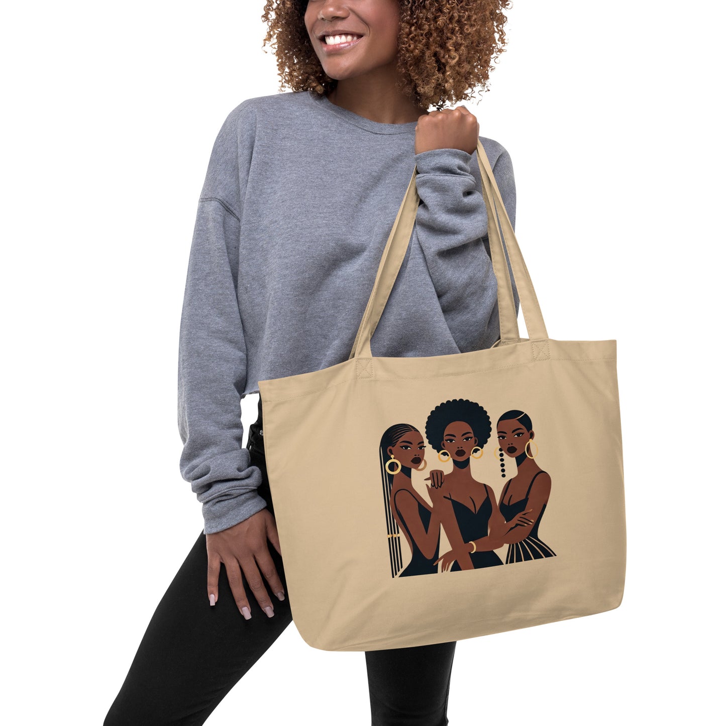 Sisters Nr2 - Grand tote bag 100 % coton biologique - Beige